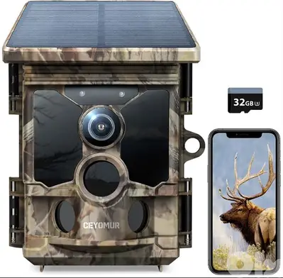 CEYOMUR 4K 30fps Solar Trail Camera, WiFi Bluetooth 46MP/4$ delivery