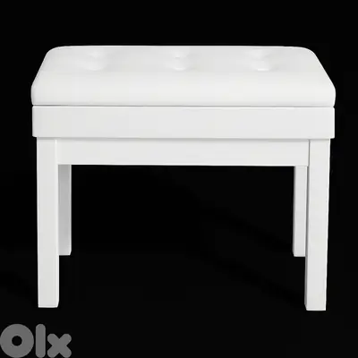 White piano luxury bench adjustable with bookcase ( chair )