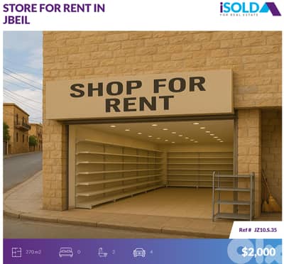 Spacious Shop 4Rent in a Very Prime Location in Jbeil - محل في جبيل