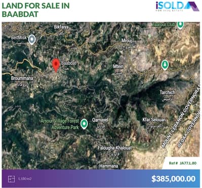 1180m2 Prime land+mountain view 4sale in Baabdat - أرض للبيع في بعبدات