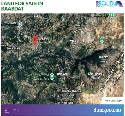 1180m2 Prime land+mountain view 4sale in Baabdat - أرض للبيع في بعبدات 1180m2 Prime land+mountain view 4sale in Baabdat - أرض للبيع في بعبدات