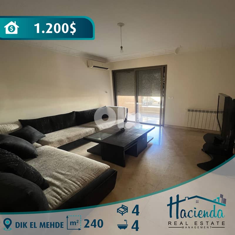 Sea View Apartment For Rent In Dik El Mehde 0