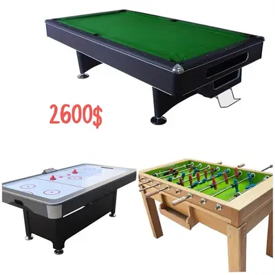 Professional Billiard table 8ft بلاط + Babyfoot zayn wood + Air hockey