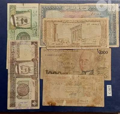 World old 6 banknotes Lot# C-367 very poor condition