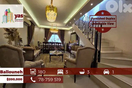 Ballouneh 180m2 | Furnished Duplex | Unlockable View | TO/HA