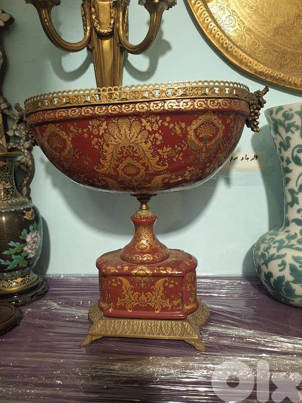 Vintage decorative sévres France bowl trophy porcelain brass mounting 3