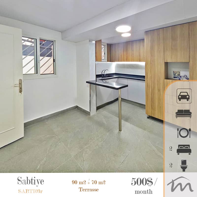 Sabtiyeh | Signature | Decorated 90m² + 70m² Terrace | Prime Rental 0