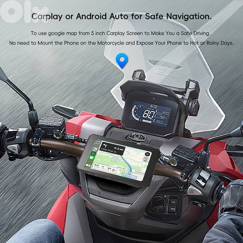 Motorcycle Screen with Carplay/Android Auto 1