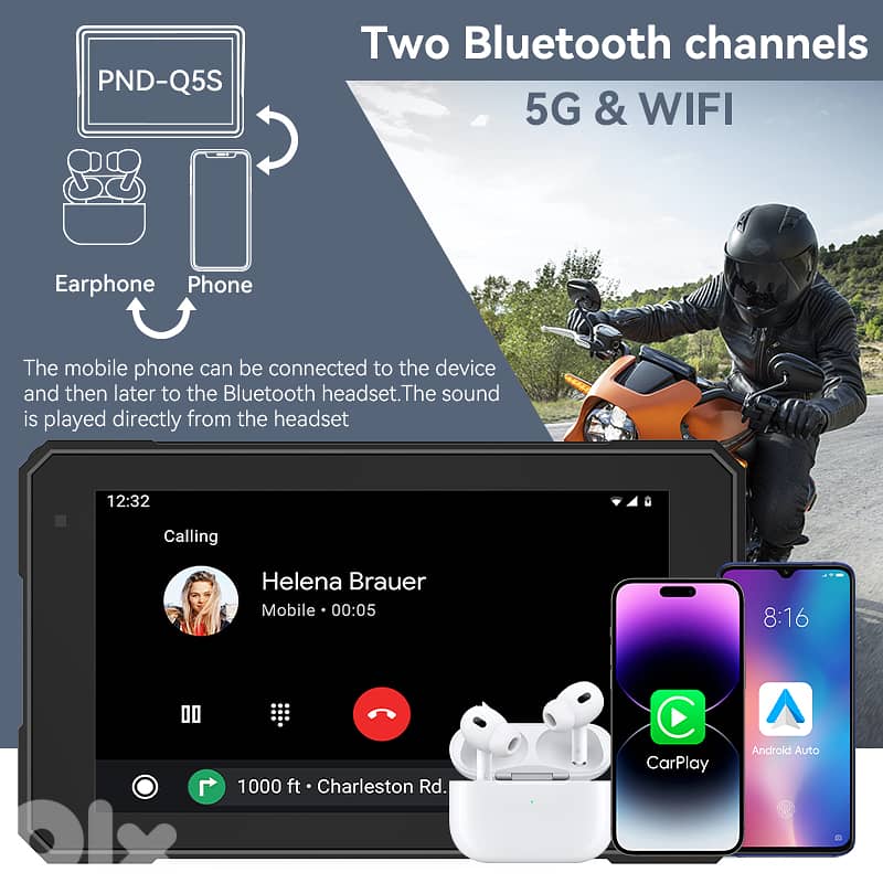 Motorcycle Screen with Carplay/Android Auto 3