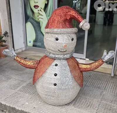 christmas decoration snowman and santa claus car