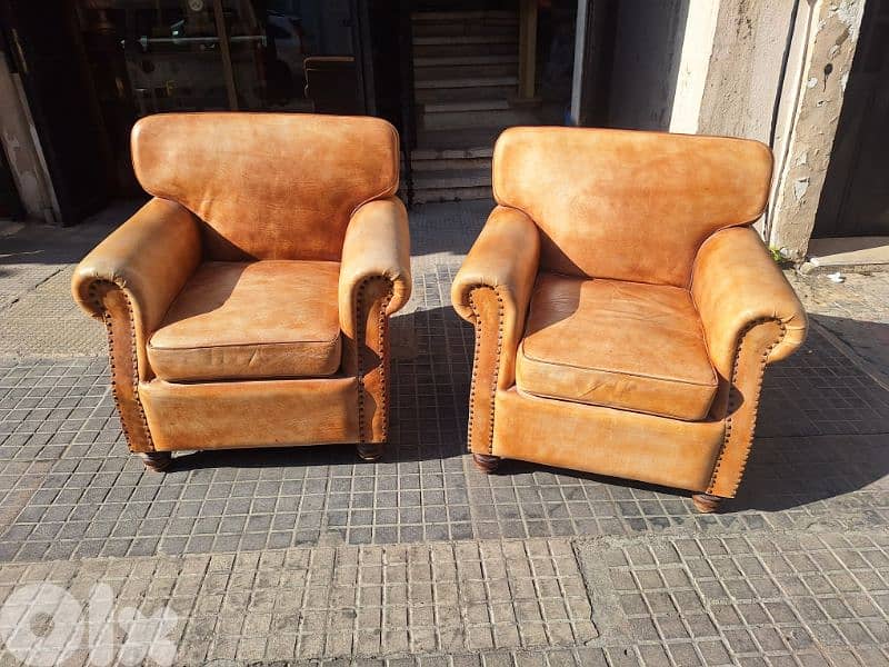 two pieces of vintage genuine leather original England 0