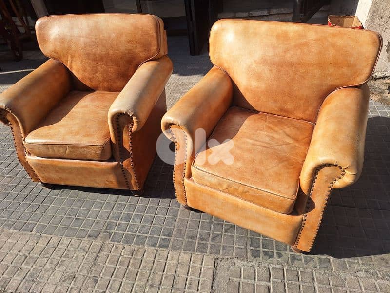 two pieces of vintage genuine leather original England 2
