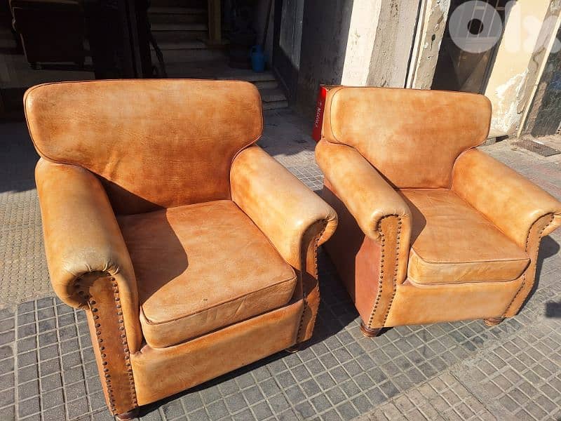 two pieces of vintage genuine leather original England 3