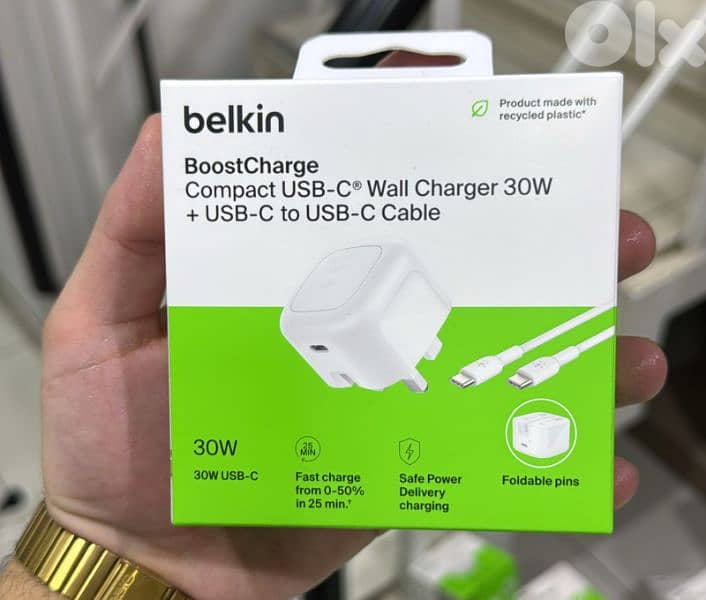 Belkin Boostcharge compact usb-c wall charger 30w 3pin 0