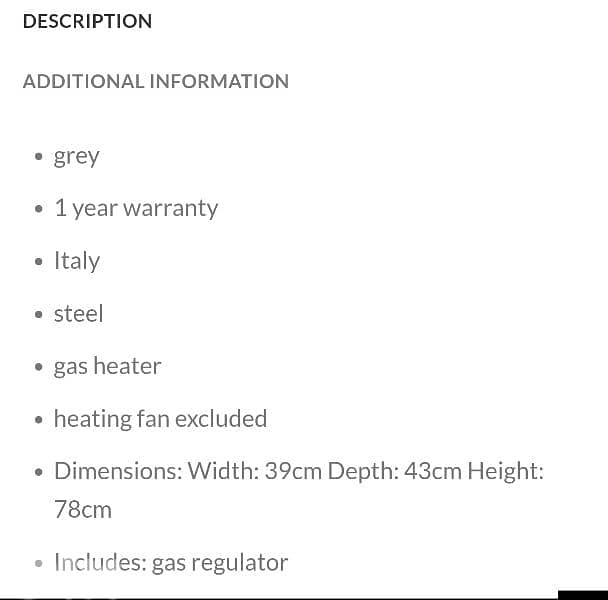 GASPARINI HEATER.  GAS HEATER  BRAND NEW  SUPER quality italian brand 2
