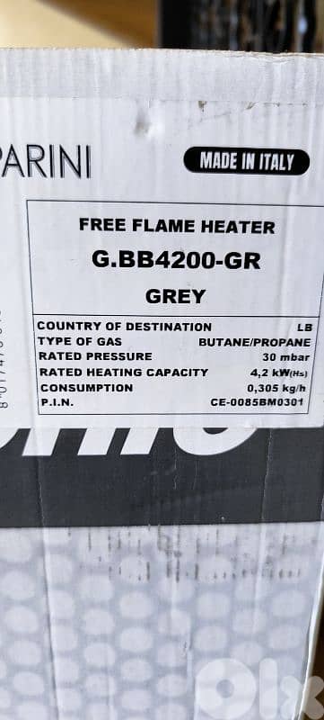 GASPARINI HEATER.  GAS HEATER  BRAND NEW  SUPER quality italian brand 3