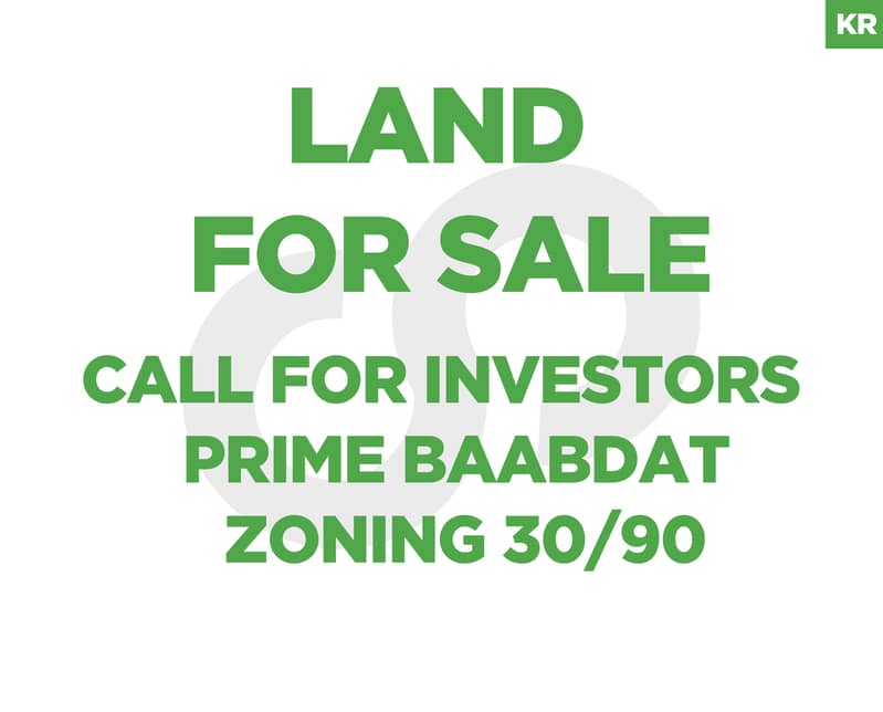 Land for Sale Prime Baabdat Location-Great Investment ! REF#KR129825 ! 0