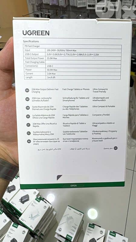 Ugreen 25w usb-c fast charger 3 pin with 2m usb-c cable black 1
