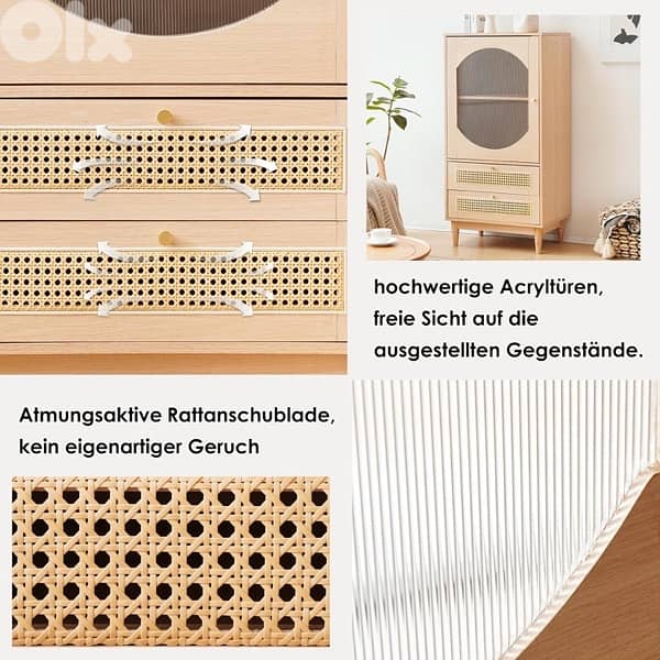 rattan tall cabinet with drawers 4