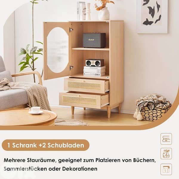 rattan tall cabinet with drawers 5
