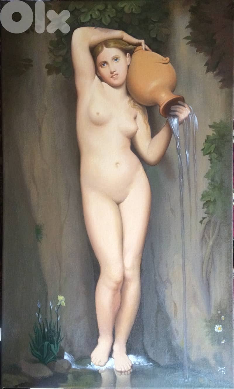 Oil on canvas painting - Ingres La Source 0