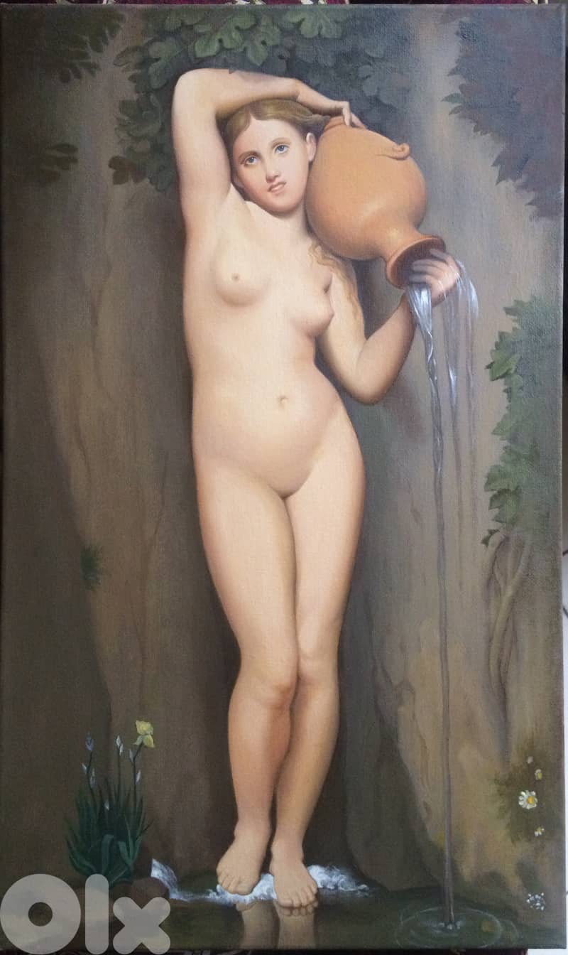 Oil on canvas painting - Ingres La Source 1