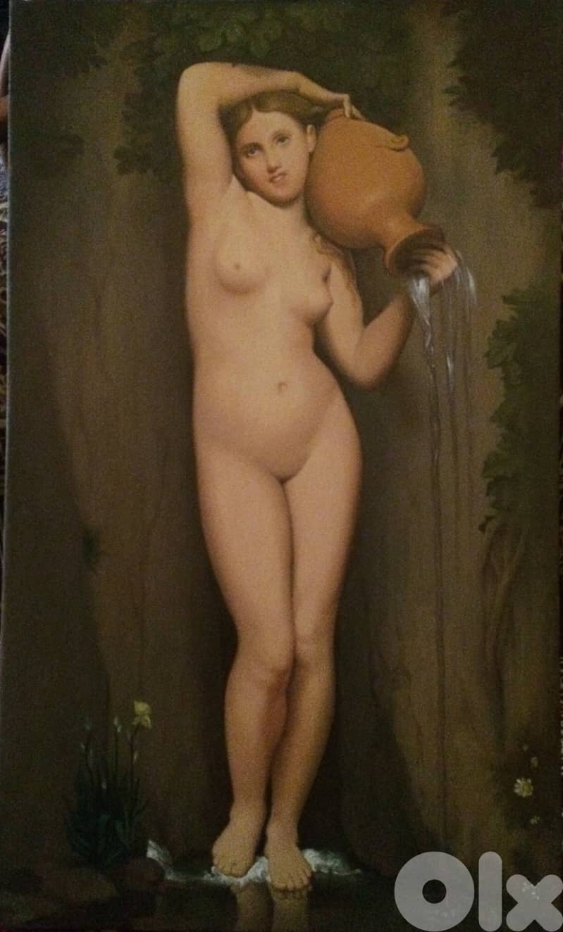 Oil on canvas painting - Ingres La Source 2