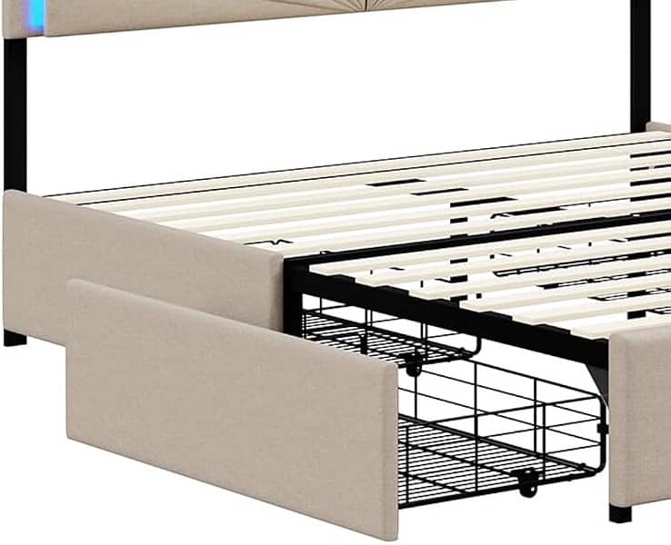 bed with 4 drawers and led light 3