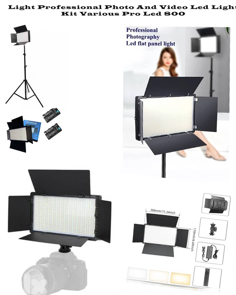 Pro Led 800 Professional Photo and video Led Light Kit With Stand 0