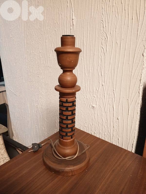 Nordic table lamp teak wood 0