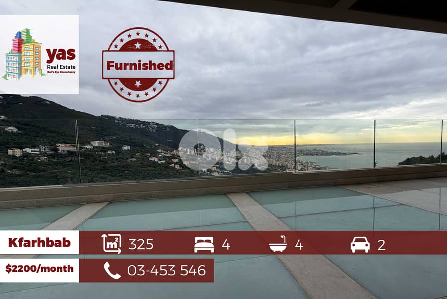 Kfarhbab 325m2  | Furnished | Panoramic Mountain & Sea View | Rent YV 0