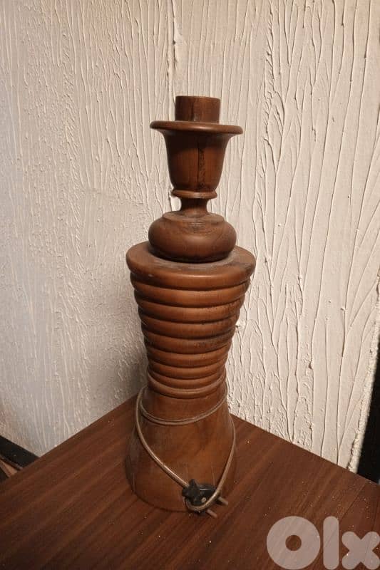 Nordic table lamp teak wood 0