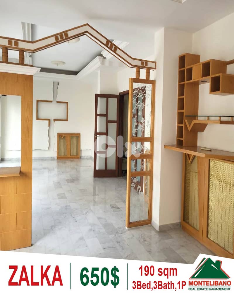 190 sqm Apartment For Rent in Zalka (زلقا) 0