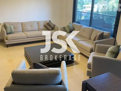 L19909 - Spacious Furnished Apartment With Garden For Rent in Aley