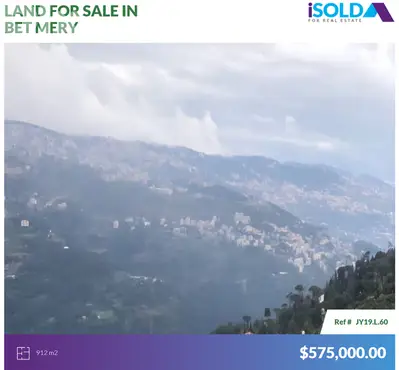 912m2 land+mountain/sea view 4sale in Bet Mery - أرض للبيع في بيت ميري