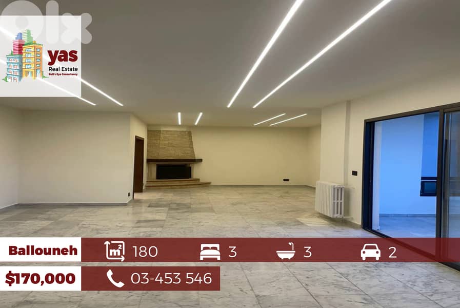 Ballouneh 180m2 | Prime Location | Private Street | Well Lighted | EL 0