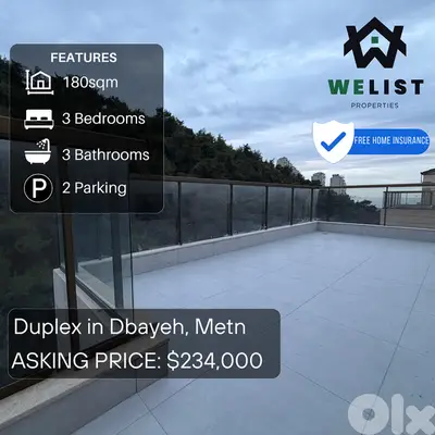 Duplex Apartment for Sale in Dbayeh شقة للبيع في منطقة ضبية