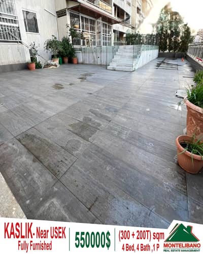 300 sqm Apartment For Sale in Kaslik "Near USEK" with 200 sqm Terrace