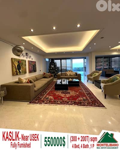 300 sqm Apartment For Sale in Kaslik "Near USEK" with 200 sqm Terrace