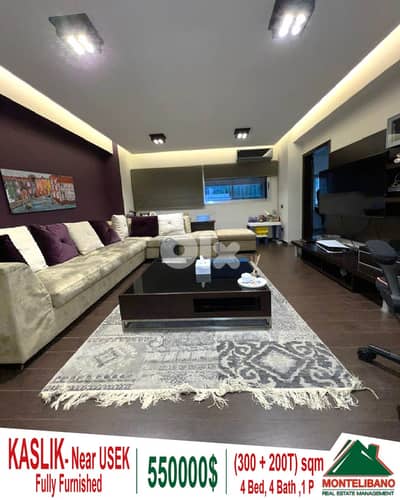 300 sqm Apartment For Sale in Kaslik "Near USEK" with 200 sqm Terrace