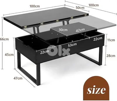 VOWNER Coffee Table Height Adjustable, 3-in-1