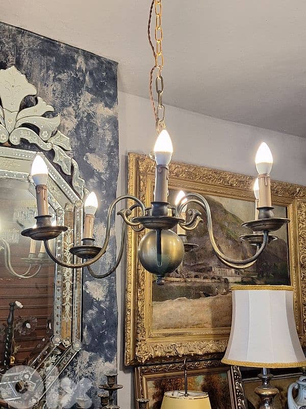 antique english flemish bronze chandelier 0