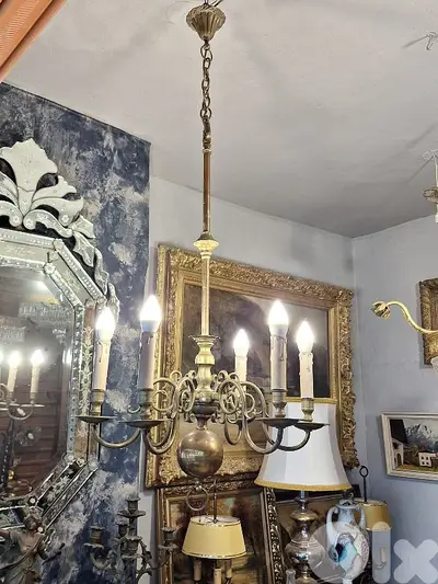 antique french heavy brass chandelier