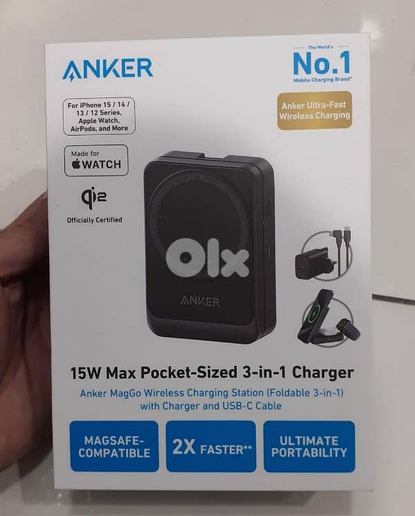 Anker MagGo 15w Wireless Charging Station (Foldable 3-in-1) 0