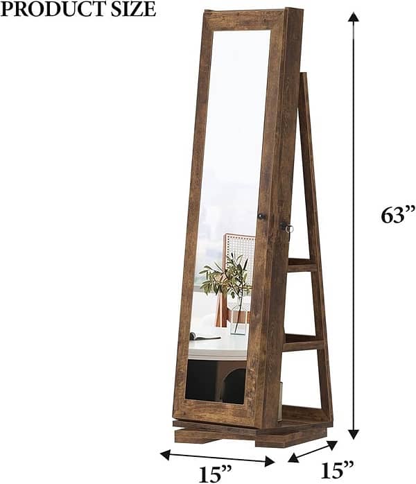 sogesfurniture Jewelry Cabinet with Full Length Mirror, 360 Degree 6