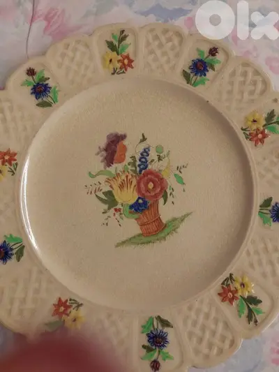 2 old hand decorated dished