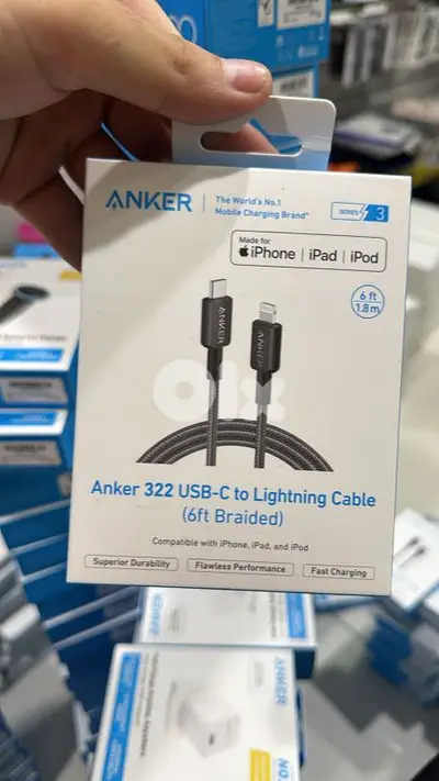 Anker 322 usb-c to lightning 6ft black braided cable