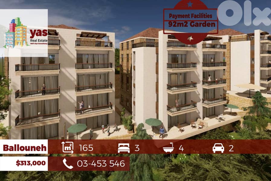 Ballouneh 165m2 | 92m2 Garden | Payment Facilities | Luxury | GA 0