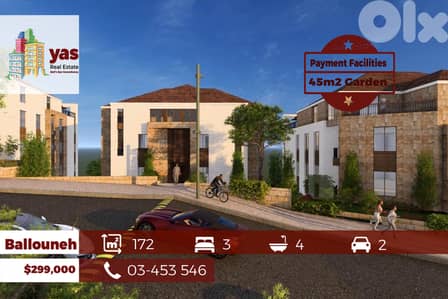 Ballouneh 172m2 | 45m2 Garden | Payment Facilities | Quiet Street | GA