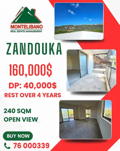 240 sqm Apartment For Sale in Zandouka زندوقة with Installment Plan